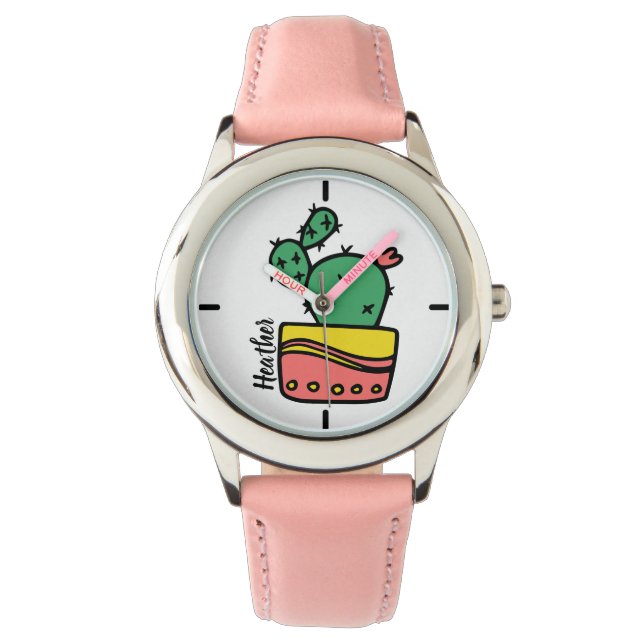 Personlig Namn Cute Cactus Kids Watch Armbandsur (Framsida)