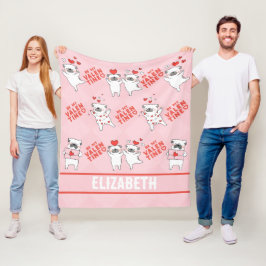 Personlig Namn Cute Hund Rosa Fleece Blanket