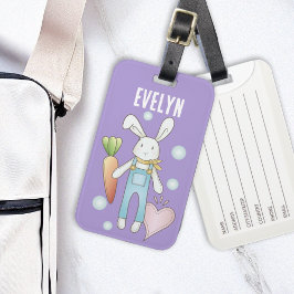 Personlig Namn Cute Mjukisdjur Bunny Bagagebricka
