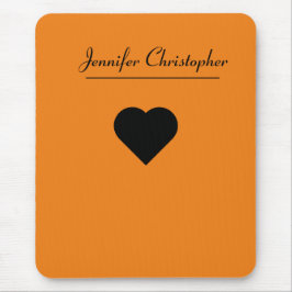 Personlig Namn Cute Modern Script Orange kärlek Musmatta