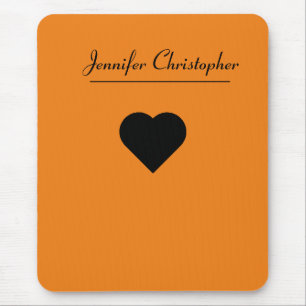 Personlig Namn Cute Modern Script Orange kärlek Musmatta