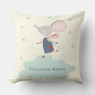 Personlig Namn Cute Mouse Ice Sker-vinter Kudde