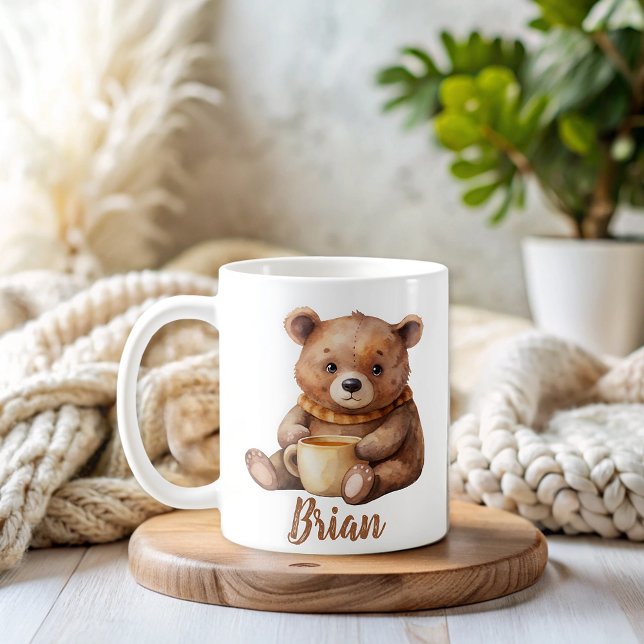 Personlig Namn Cute Nalle Kaffemugg (Skapare uppladdad)