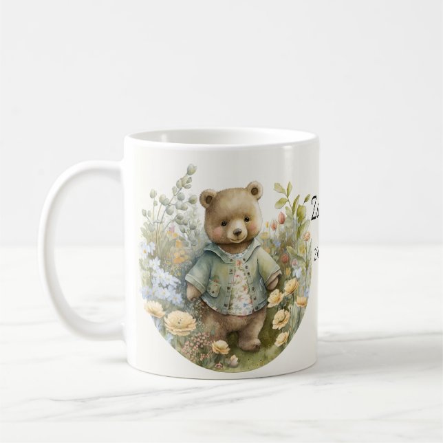 Personlig Namn Cute Nalle Mugg (Vänster)