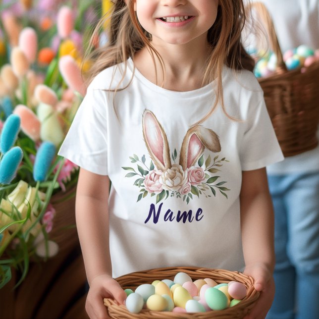 Personlig Namn Cute Påskhare Kids T Shirt (Skapare uppladdad)