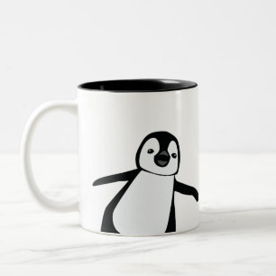 Personlig Namn Cute Peeking Penguin Helgdag Två-Tonad Mugg