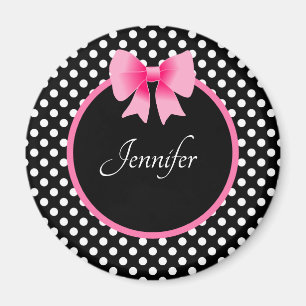 Personlig Namn Cute Rosa Bow Magnet