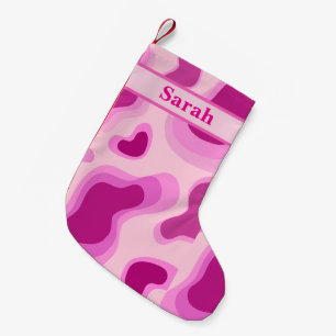 Personlig Namn Cute Rosa Färg Merry Chistmas Liten Julstrumpa