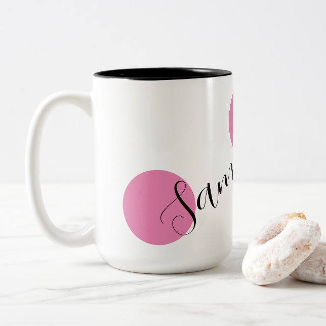 Personlig Namn Cute Rosa Två-Tonad Mugg (Med munk)