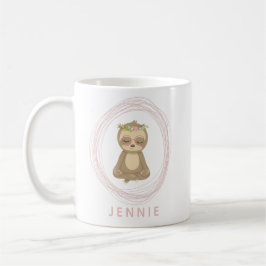 Personlig Namn Cute Yoga Sloth Meditation Kaffemugg