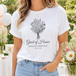 Personlig Namn & Datum Blommig Födelsedagsfest T Shirt
