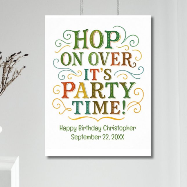 Personlig Namn Datum Party: Poster födelsedag (Birthday party poster for kids and adults. Gender Neutral. Personalized with name & birthday)