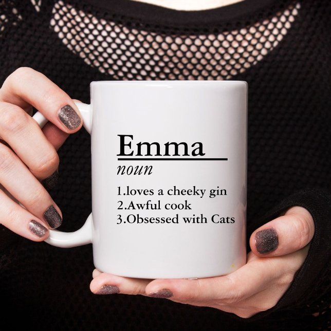 Personlig Namn Definitionslaserer av Grått med lat Kaffemugg (Skapare uppladdad)