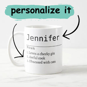 personlig Namn Definitionslaserer av Grått med lat Kaffemugg