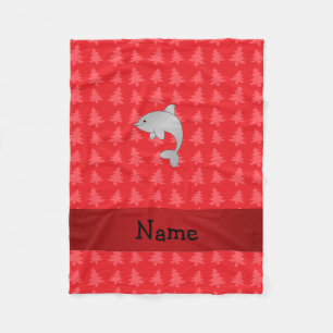 Personlig namn delphin red julgranar fleecefilt