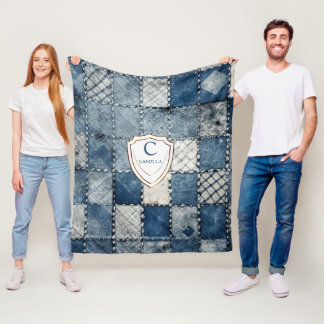 Personlig Namn denim-plåster för dig Fleecefilt