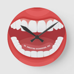 Personlig Namn Dental Office Mouth Waroom Rund Klocka