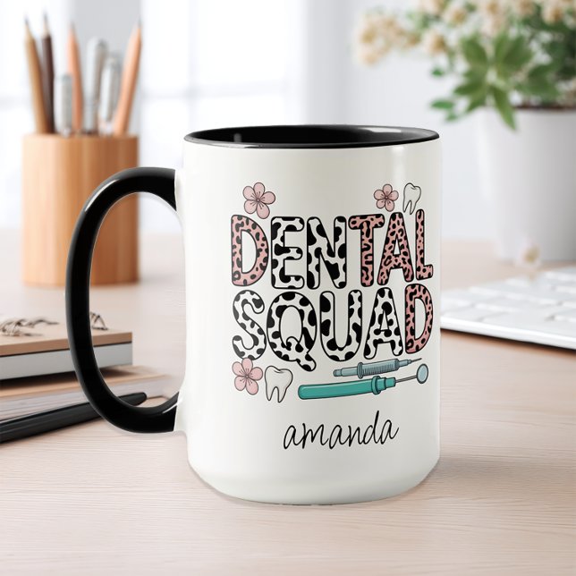 Personlig Namn Dental Squad Mugg (Personalized Dental Themed Coffee Mug)
