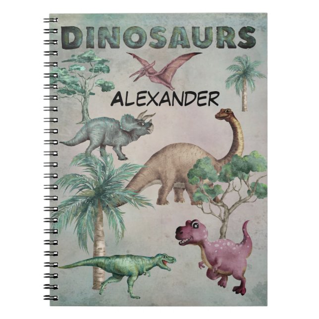 Personlig Namn Dino Dinosaur bärbar dator för pojk Anteckningsbok (Framsidan)