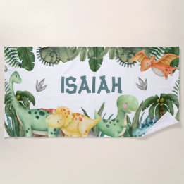 Personlig Namn Dinosaur Beach Towel