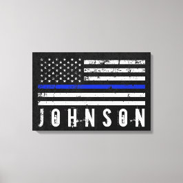 Personlig Namn Disted Police Flagga Canvastryck