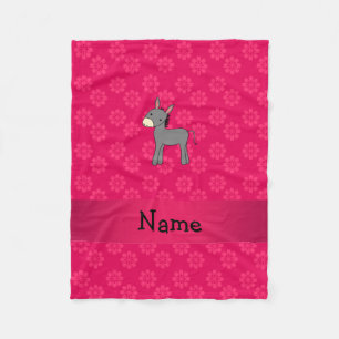 Personlig namn donkey rosa blommor fleecefilt