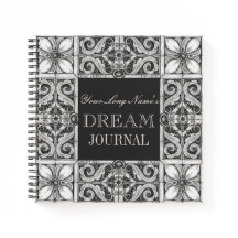 Personlig Namn Dream Journal Black Grått White