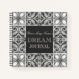 Personlig Namn Dream Journal Black Grått White