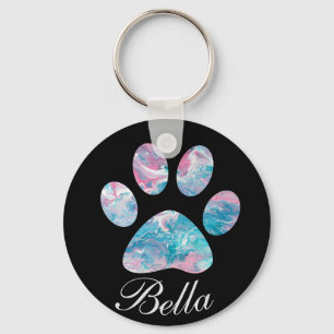 Personlig Namn, Dreamy Pawprint- Nyckelring
