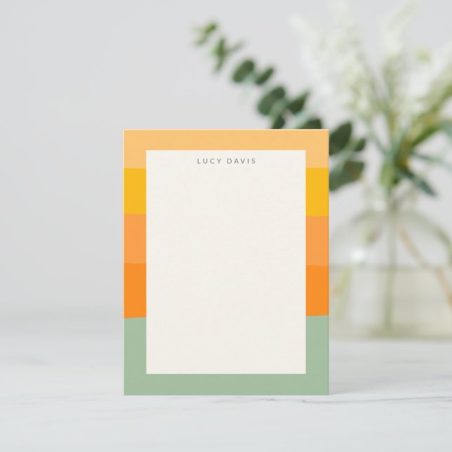 Personlig Namn Earthy Muted Pastel Rand Anteckningskort (Stående Fram)