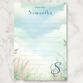 Personlig Namn Elegant Monogram Linjed Post-it Block