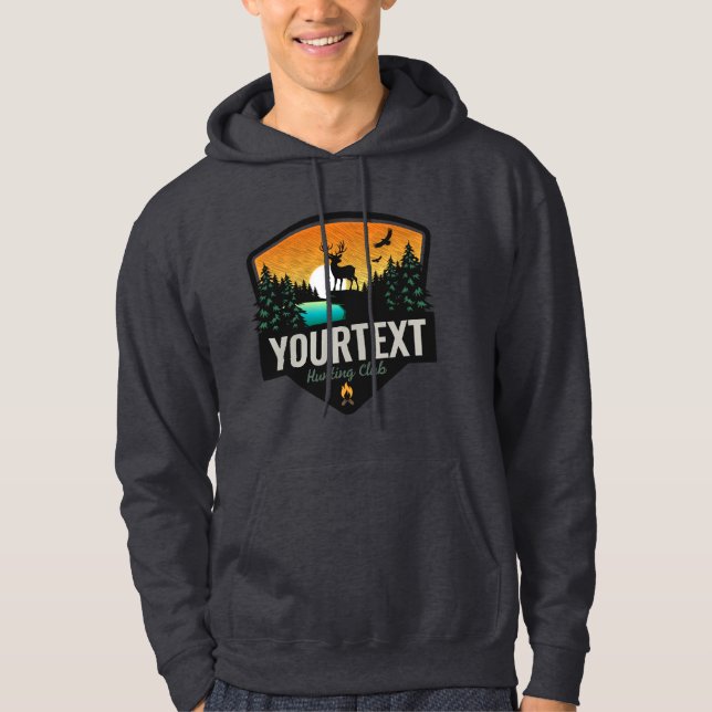 Personlig NAMN Elk Hunting Wilderness Sunset Hoodie (Framsida)