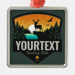 Personlig NAMN Elk Hunting Wilderness Sunset Julgransprydnad Metall