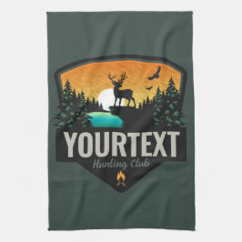 Personlig NAMN Elk Hunting Wilderness Sunset Kökshandduk