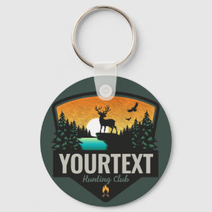 Personlig NAMN Elk Hunting Wilderness Sunset Nyckelring