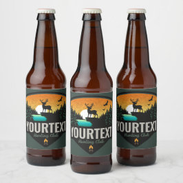 Personlig NAMN Elk Hunting Wilderness Sunset Ölflaska Etikett