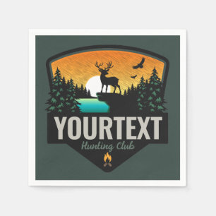 Personlig NAMN Elk Hunting Wilderness Sunset Pappersservett