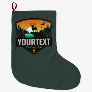 Personlig NAMN Elk Hunting Wilderness Sunset Stor Julstrumpa