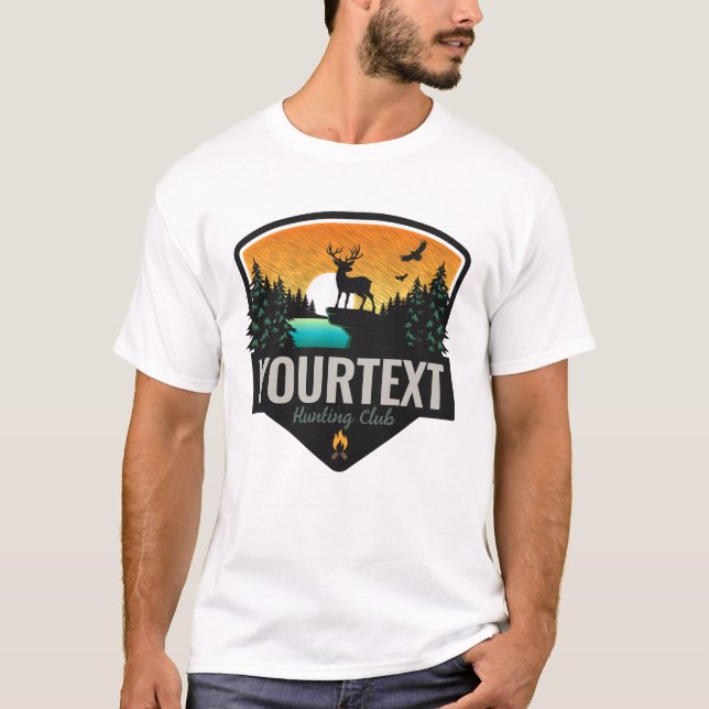 Personlig NAMN Elk Hunting Wilderness Sunset T Shirt (Framsida)