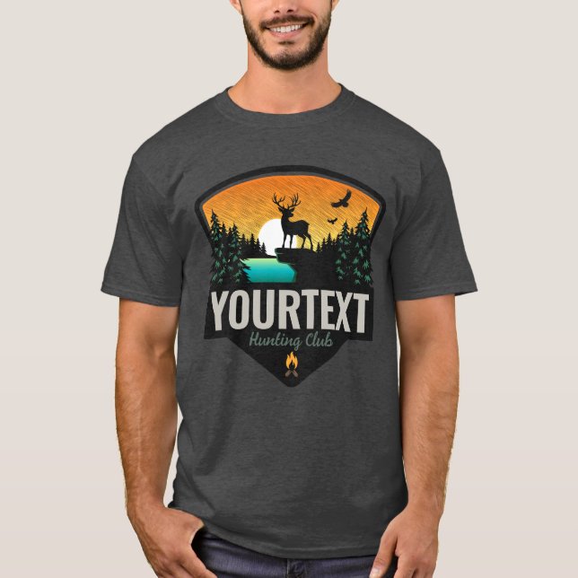 Personlig NAMN Elk Hunting Wilderness Sunset T Shirt (Framsida)