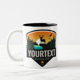 Personlig NAMN Elk Hunting Wilderness Sunset Två-Tonad Mugg