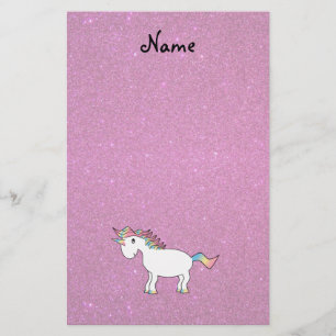 Personlig namn encorns rosa glitter brevpapper