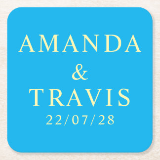 Personlig Namn enkel Modern Minimal Bröllop Underlägg Papper Kvadrat