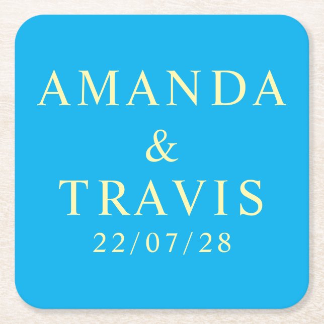 Personlig Namn enkel Modern Minimal Bröllop Underlägg Papper Kvadrat (Framsidan)