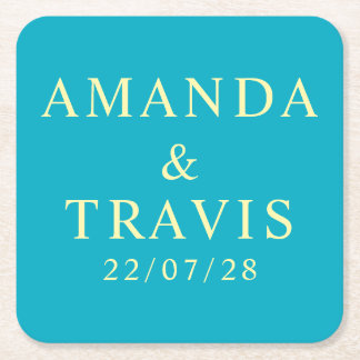 Personlig Namn enkel Modern Minimal Bröllop Underlägg Papper Kvadrat