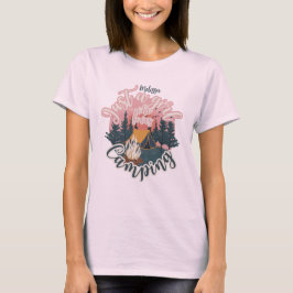 Personlig namn estetisk tjej camping t-shirt