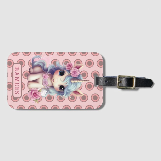 Personlig Namn Fairy Baby Unicorn Sparkling Bagagebricka (Framsida horisontal)