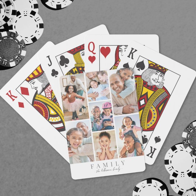 Personlig Namn-familjens fotosamling Casinokort (Personalized Name Family Photo Collage Poker Cards)