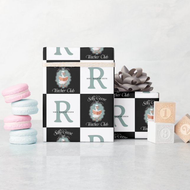 Personlig Namn Fånig Goose Teacher Klubb Presentpapper (Baby Shower)