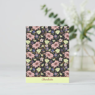 Personlig namn färglös blommigt, sömlös mönster vykort